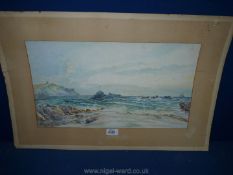 A panoramic Watercolour of a coastal scene by William Henry Dyer.