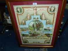 A framed and mounted certificate from 'The Associated Society of Locomotive Engineers and Firemen'