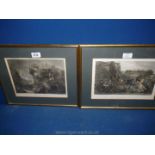 A pair of framed and mounted engravings, one by E.