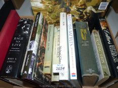 A box of books including British Battles, Fighting Ships,