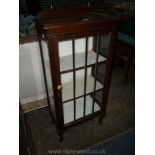 A 1930/40's Oak bow fronted china Display Cabinet standing on cabriole legs,