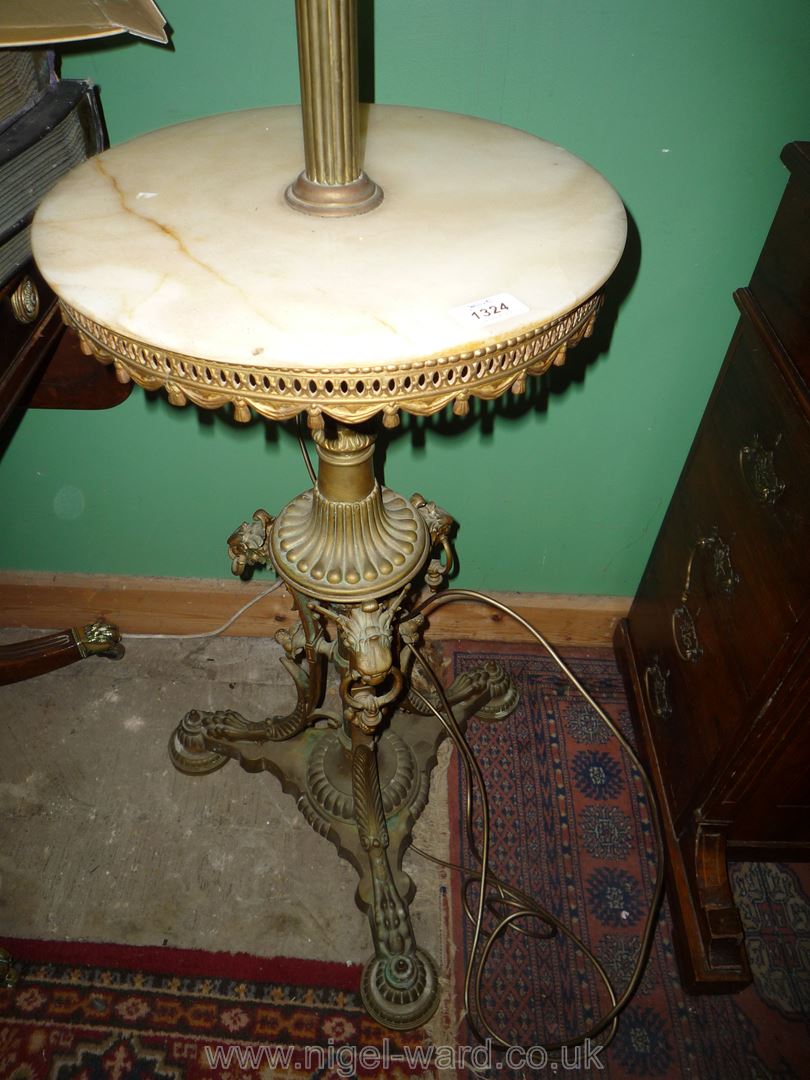 An unusual and heavy Brass pillar standard Lamp,