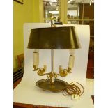 A fine gilt metal bouillotte Lamp and tole shade, c.