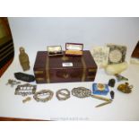 A fine Victorian rosewood brass banded Box containing various items including early Chinese