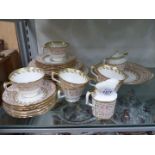 A quantity of Crown Derby 'Billingsley' Dinner and Teaware including dinner, side and tea plates,