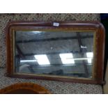 A Tunbridge style decorated ''D'' shaped mixed woods crossbanded Overmantle/wall hanging Mirror,