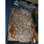 A quantity of miscellaneous wine glasses, some with pheasant pattern, a pink coloured bud vase, etc.