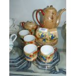 A hand painted Japanese coffee/tea set comprising coffee/teapot,