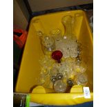 A quantity of miscellaneous glass including a Stuart cutglass carafe (chip to rim),