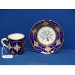 A fine Sevres 'jewelled' Cup and saucer, the cup Vincennese c.