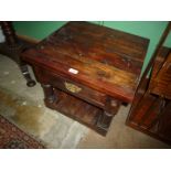 A very heavy Eastern hardwood occasional Table having a frieze drawer,