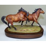 A Royal Worcester figure entitled 'Galloping Ponies', by Doris Lindner, limited edition No.