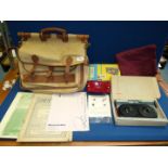 A quantity of miscellanea including large canvas and leather bag, desk set, boxed light,felt etc.