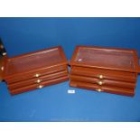 Two individual specimen Trays/boxes, each with three drawers, 15" x 4 1/2" tall x 7 1/2".