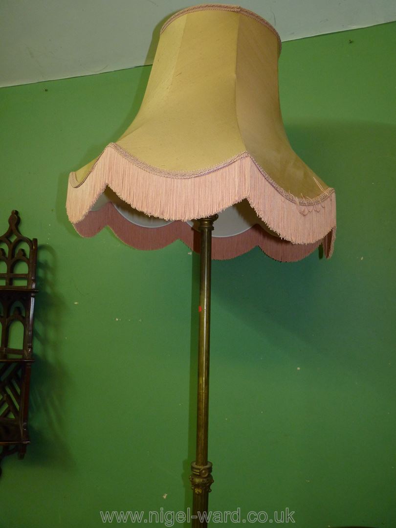 An unusual and heavy Brass pillar standard Lamp, - Image 9 of 9