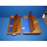 Two large darkwood cutlery boxes, one being inlaid, both with hinged lids.