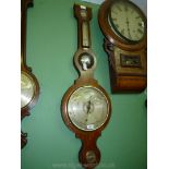 A Mahogany cased five point Barometer with hydrometer, thermometer Convex Mirror,