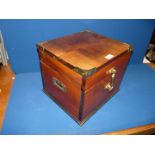 A Mahogany brass bound travel Box with compartments to the inner base,