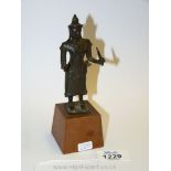 A small ancient Khmer bronze figure of Uma, holding attributes, Angkor or Bayon period,