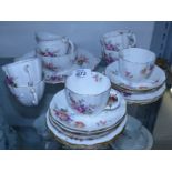 A Royal Crown Derby 'Derby Posies' Teaset for six including tea cups, saucers, side plates,