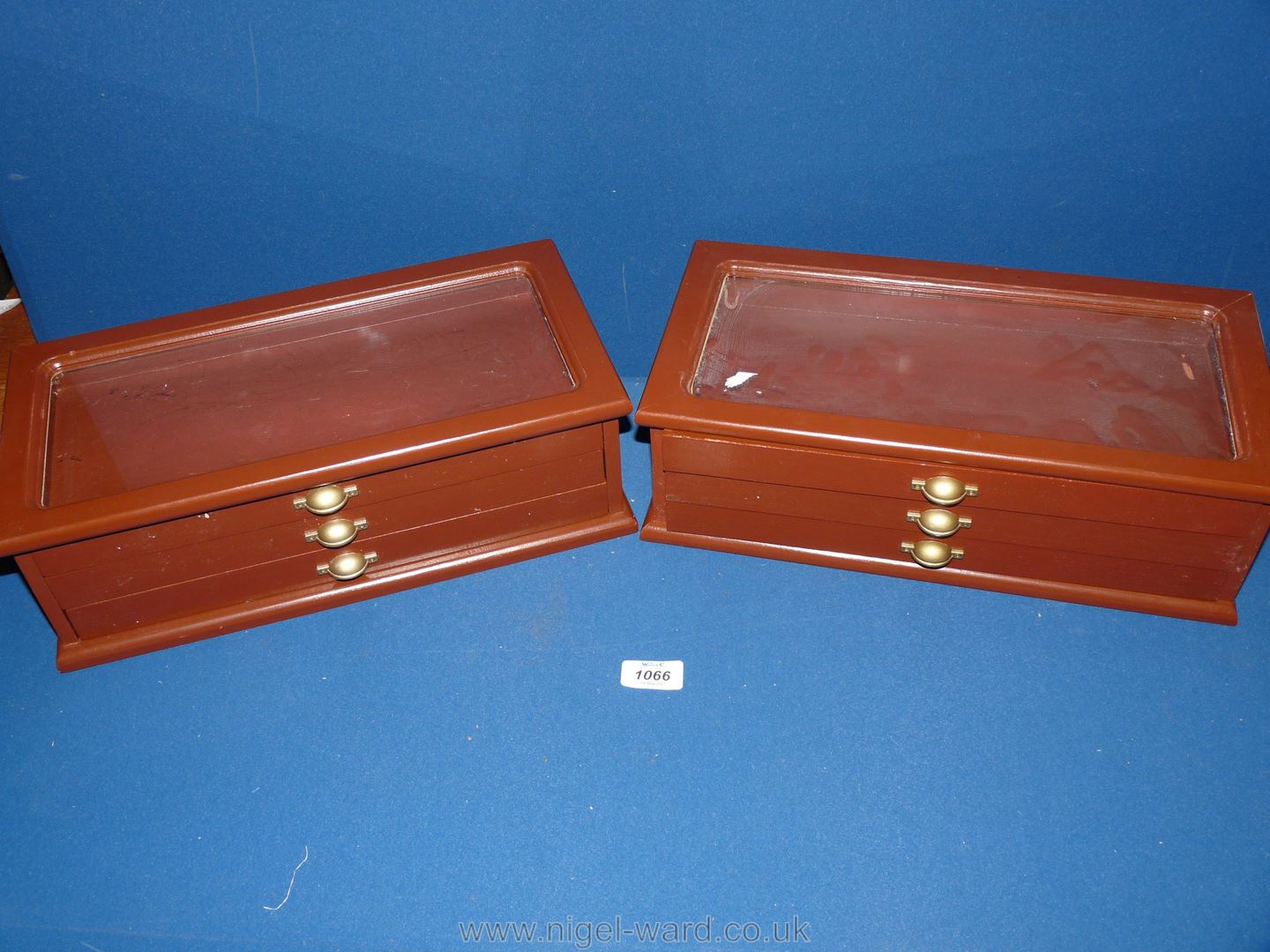 Two individual specimen Trays/boxes, each with three drawers, 15" x 4 1/2" tall x 7 1/2". - Image 2 of 2