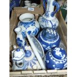 A quantity of blue and white oriental china including ginger jars, vase, etc.
