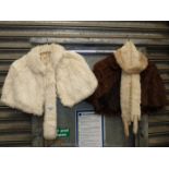 Two vintage fur capes plus one fur collar and a tippet.
