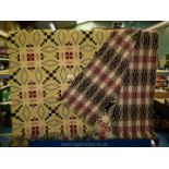 A very good Welsh Wool Blanket in yellow, black and burgundy, 82'' x 88''.