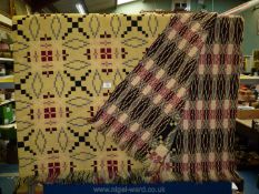 A very good Welsh Wool Blanket in yellow, black and burgundy, 82'' x 88''.