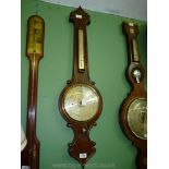 A Rosewood cased two point Barometer with thermometer and barometer,