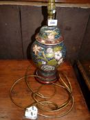 A Chinoiserie table Lamp in the form of a lidded ginger jar of baluster shape,