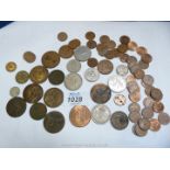 A small quantity of coins including ha'penny pieces,