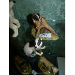 Two Border Fine Arts figures - badger 'Woodland ramble', 2 1/2" tall and dog & rabbit,