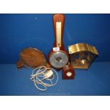 Three clocks including Kundo electronic mantle, small Tempest quartz,