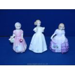 Three Royal Doulton figures: Tinkerbell, Catherine and Rose.