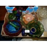 A quantity of carnival glass including vases, bowls, dishes, etc.