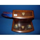 A Victorian Mahogany Desk stand with inkwells, quill dip pen,