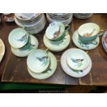 A Jason bone china part Teaset with hand painted birds including mountain quail, grouse, pheasant,