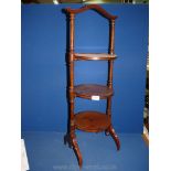 A three tier inlaid folding Cakestand,