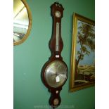 A nice quality Boxwood strung Mahogany cased four point Banjo Barometer with hygrometer,