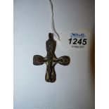 A bronze crucifix pendant (encolpion) probably Byzantine, believed to be 12th-13th century,