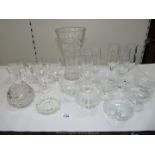 A small quantity of glass including five Stuart Cunard goblets, champagne flutes,