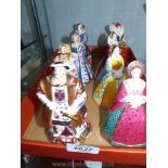 A set of Royal Worcester candle snuffers in the form of Henry VIII and his six wives plus Queen
