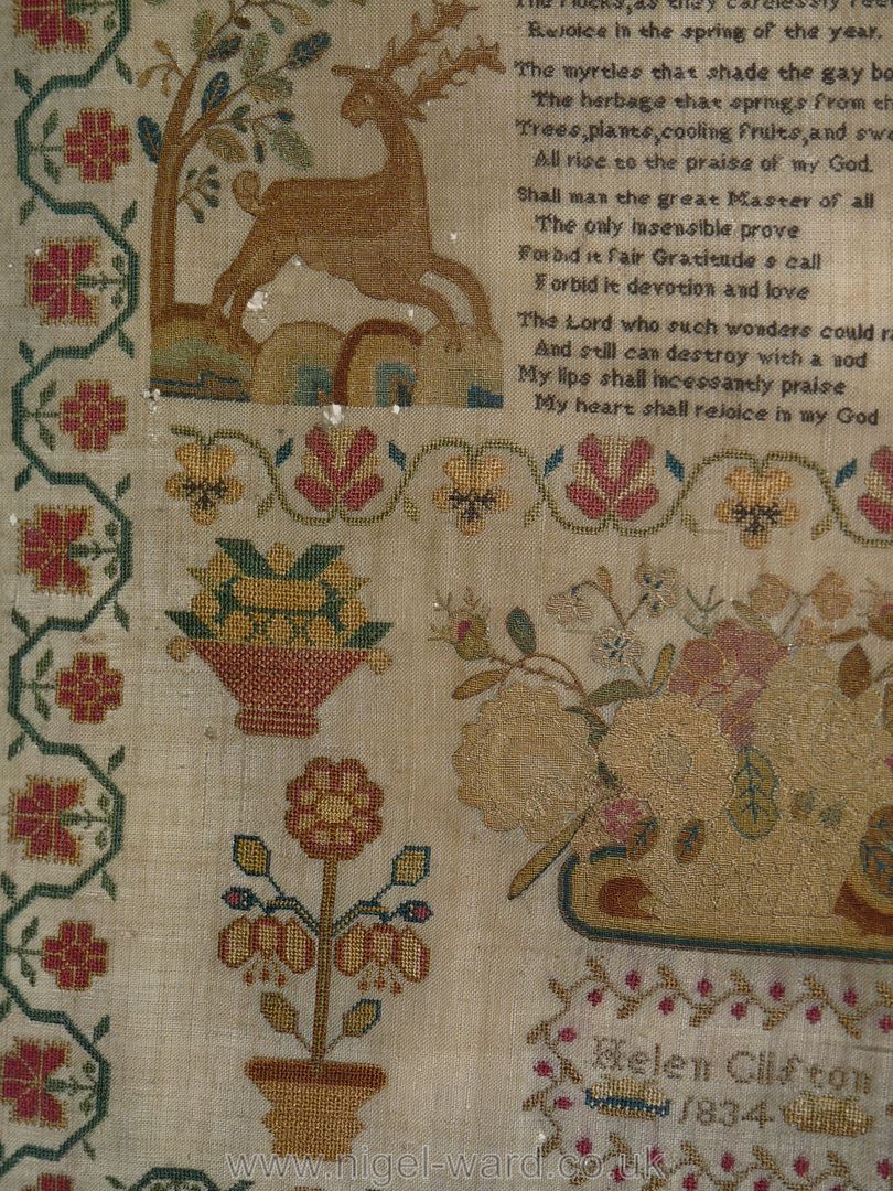 A good Georgian finely worked Sampler featuring floral border, - Image 4 of 4