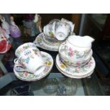 A Shelley part Teaset 'Hedgerow' pattern, six setting but no teapot.