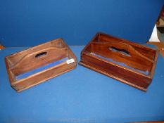 Two dark wood cutlery trays,