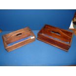 Two dark wood cutlery trays,