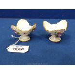 A pair of unusual 19th century Meissen flower shaped salts,