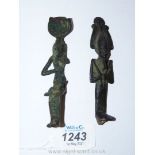 An ancient Egyptian small bronze figure of Osiris,