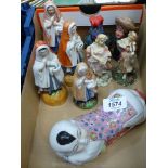 A quantity of small china figures including Staffordshire Red Riding Hoods,